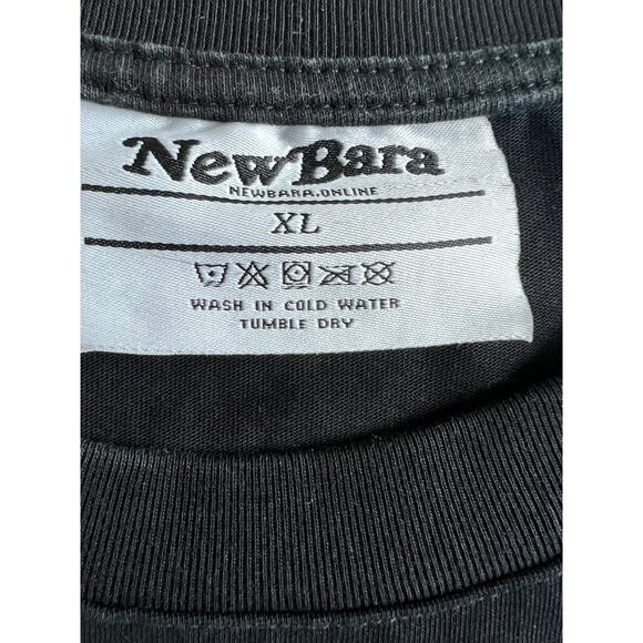 Mens NewBara Black Retro Graphic Oversized 100% Cotton Graphic T Shirt Size XL - Picture 6 of 8